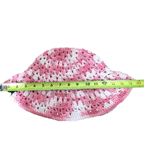 Crochet Bucket Hat | Strawberry Pink & White main image 7
